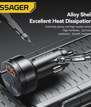 Essager 105W Auto Oplader: Snelladen met USB-C, QC4.0, PD & PPS voor iPhone, Samsung, Xiaomi