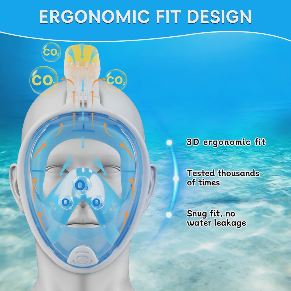 Full Face Duikmasker met Anti-Condens & Droog Systeem - Veilig Snorkelen & Zwemmen