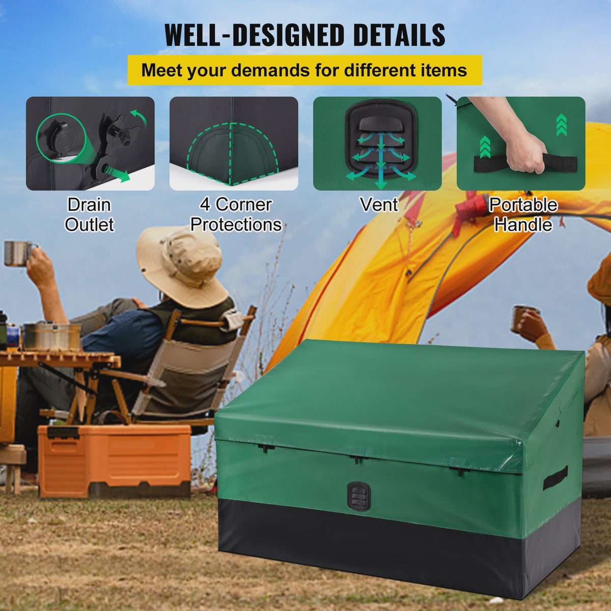 Waterdichte Outdoor Opbergbox 100 Gallon - PE Tarpaulin & Verzinkt Frame