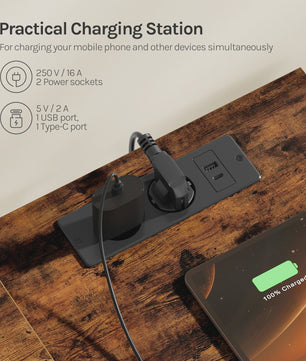 L-vormig Gaming Bureau met 5 Lades, USB Opladen & LED Verlichting - Hoekbureau voor Thuiswerkplek