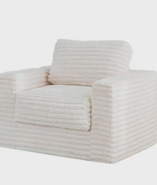 Moderne Fauteuil met Knopen en Verhoogde Rugleuning - Comfortabel Woonkamer Meubel (Grijs/Beige)