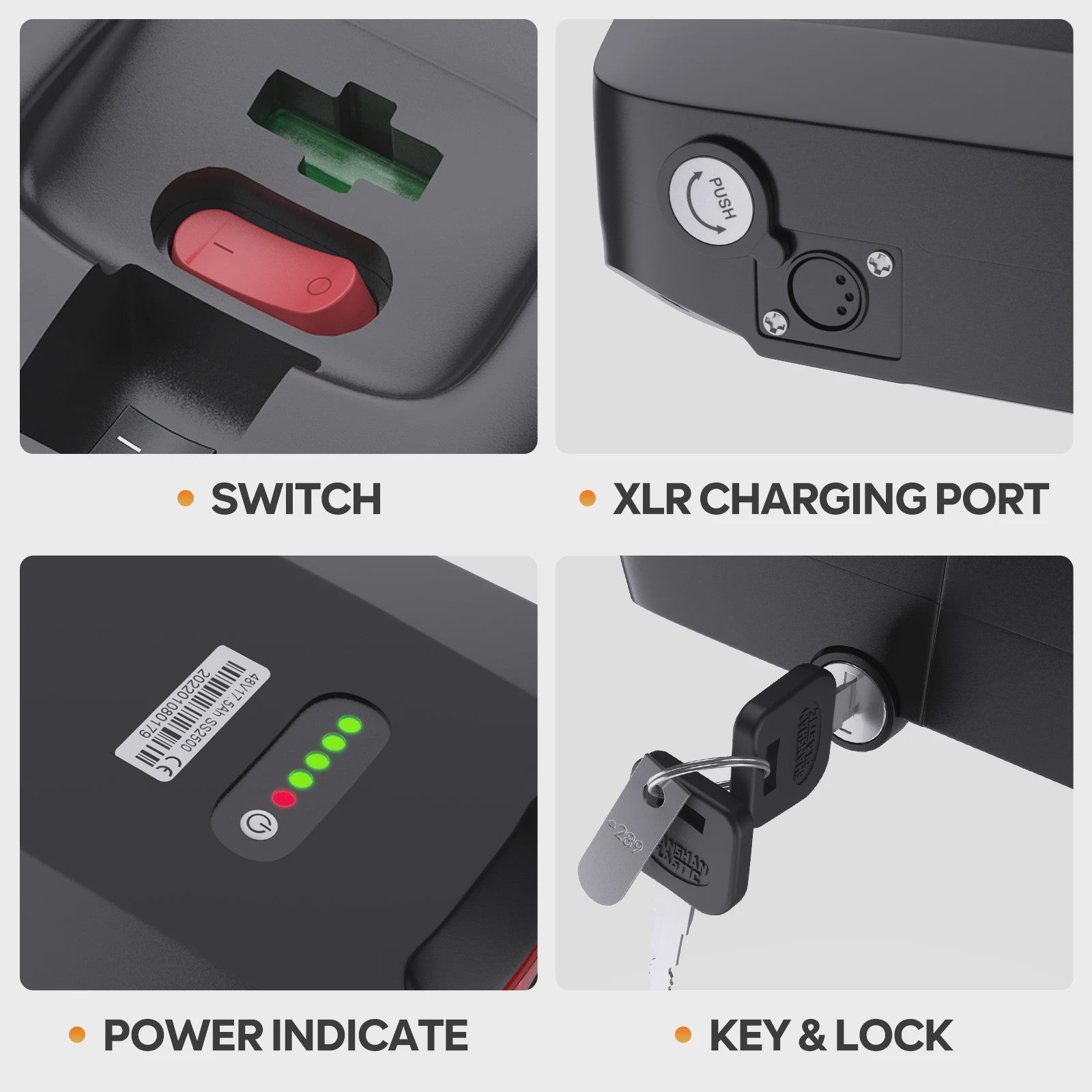 Lithium E-bike Batterij Pack 36V/48V/52V - 17.5Ah/20.8Ah Achterdrager Batterij