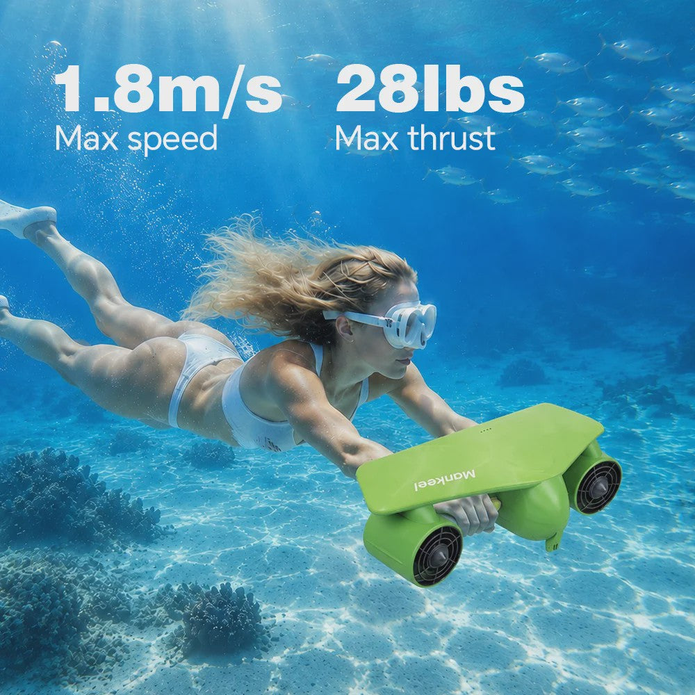 Krachtige Onderwater Scooter met Dubbele Motor: 45 Min Runtime & Camera Mount