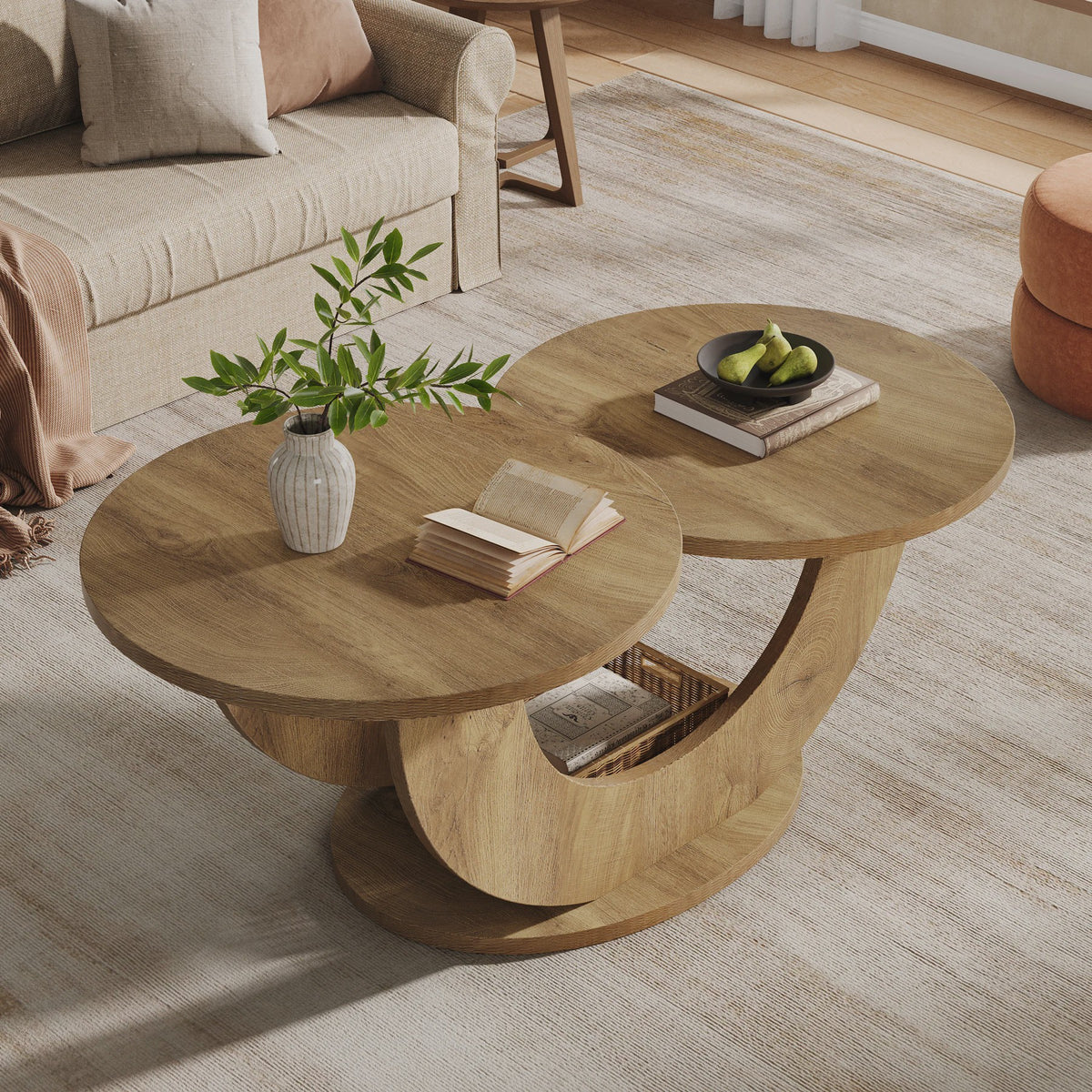 Moderne Ronde Salontafel met Uniek U-vormig Frame - 46 inch