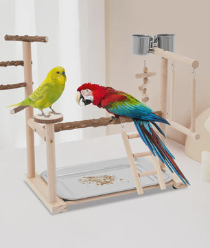 Houten Vogel Speeltoren met Ladder, Schommel en Voerbakjes