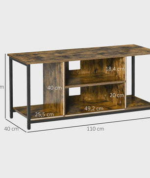 HOMCOM furniture TV cm TV TV furniture up to 55 inch with open compartments and adjustable shelf, industrial TV bench for bedroom, living room, rustic brown