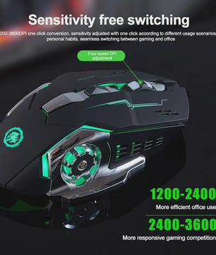 Oplaadbare Gaming Muis: Dual Mode Bluetooth 5.2 & 2.4G Wireless, 3600 DPI