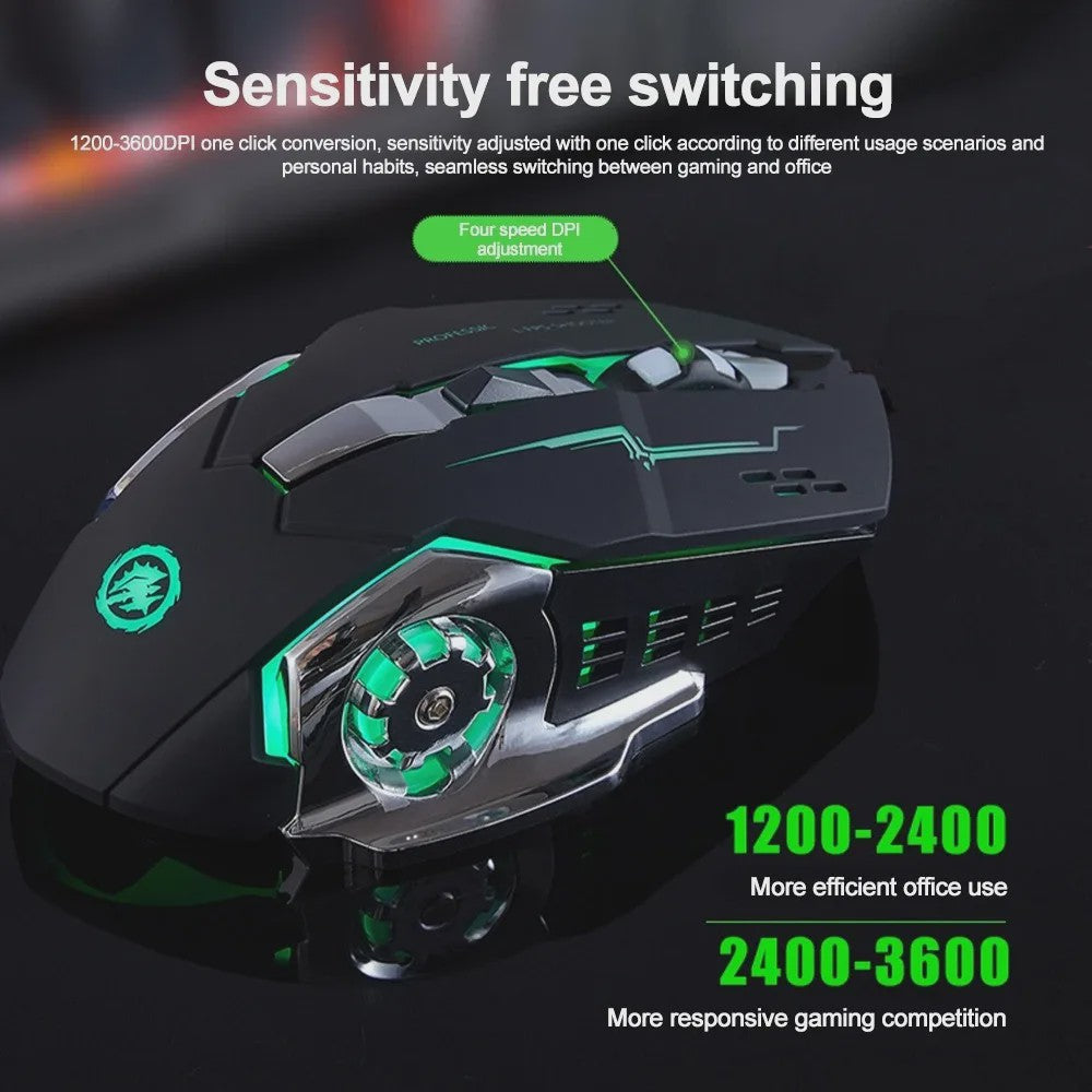 Oplaadbare Gaming Muis: Dual Mode Bluetooth 5.2 & 2.4G Wireless, 3600 DPI