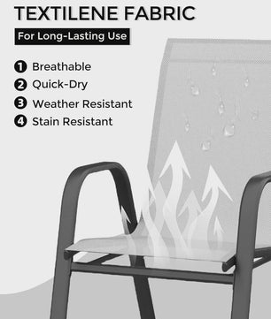 4 Stapelbare Textilene Tuinstoelen - Weerbestendig & UV-bestendig Metaal