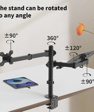 360° Draaibare Laptop & Monitor Standaard met Kabelmanagement
