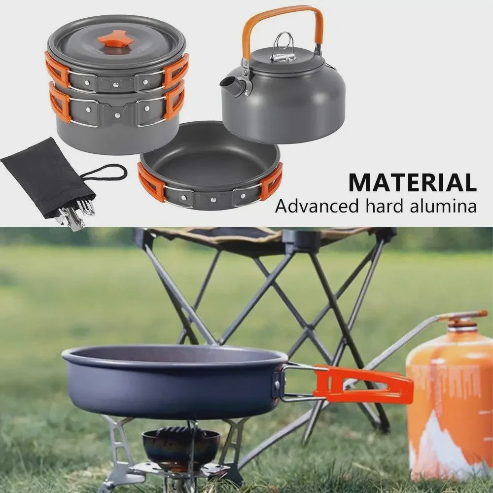 Kampeer Kookset Aluminium Outdoor Keukengerei Set - 12 Delig voor 2-3 Personen