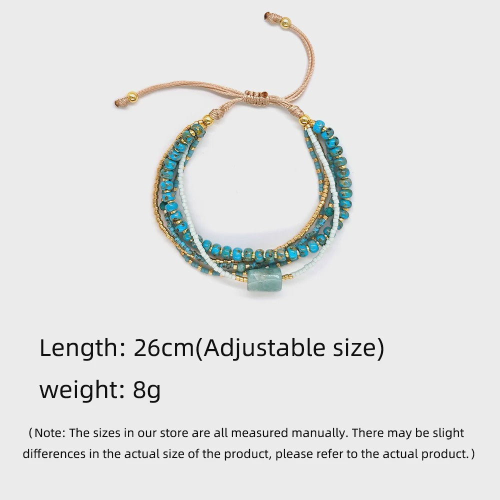 Bohemian Turquoise Kralen Armbanden Set - Multi-Layer Boho Stijl