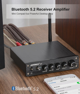 AIYIMA A03 2.1 Bluetooth HiFi Versterker TPA3116D2 Digitale Audio Versterker 50W x 2 + 100W Subwoofer