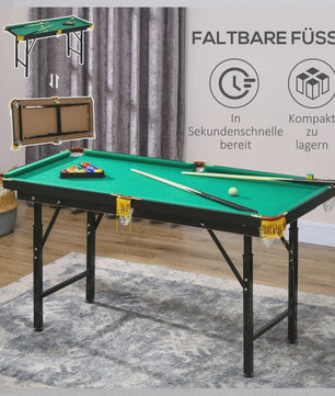 Opvouwbare en In Hoogte Verstelbare Biljarttafel - Compleet met Accessoires, Groen