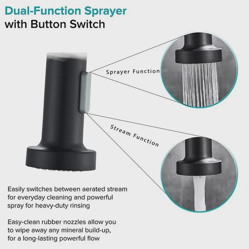 Keukenmengkraan met Uittrekbare Spuitkop - 360° Draaibaar, RVS, Warm & Koud Water