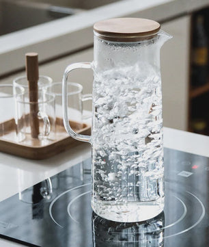 Glazen Karaf met Bamboe Deksel & Filter - 1000ML/1500ML - Voor Water, Sap & Koffie