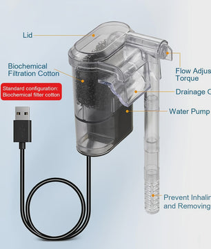 Compacte Hangende Aquarium Filter met USB Voeding - Ideaal voor Aquaria tot 30cm