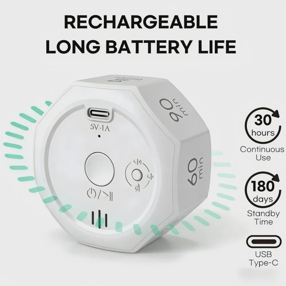 Visuele Flip Timer Kubus met LED Scherm & Gravity Sensor - Tijdmanagement Tool