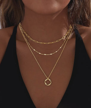 Gelaagde Kettingen Set Dames - 14K Goudkleurig & Zilverkleurig - Stapelbaar met Hanger