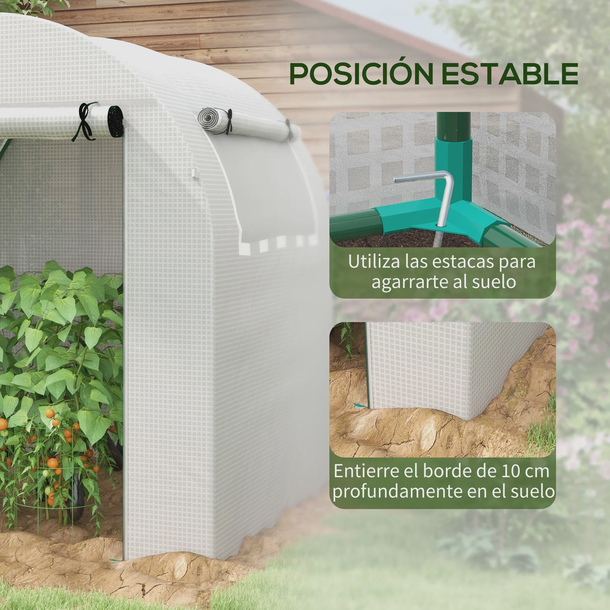 Outsunny Kweekkas 180x180x200 cm met Roldeur en Mesh Raam