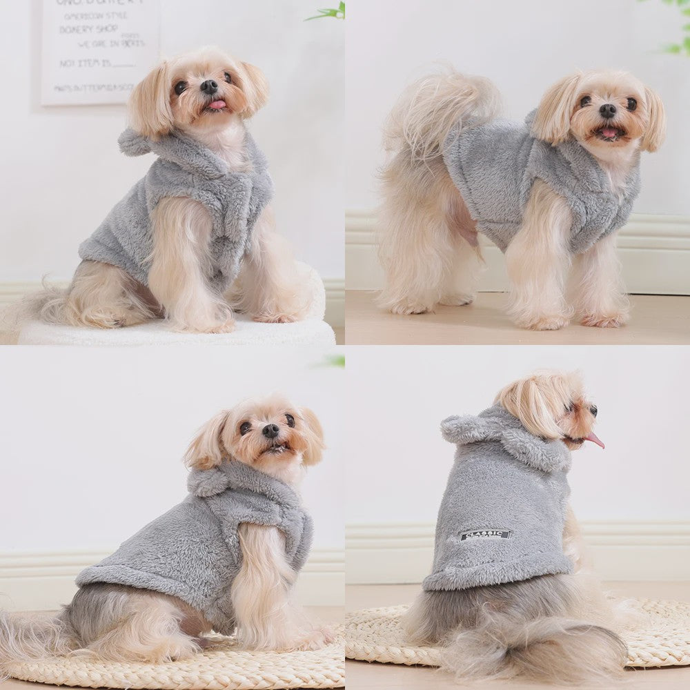 Schattige Fleece Hondenkleding met Capuchon - Winterjas voor Kleine en Middelgrote Honden & Katten