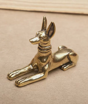 Vintage Messing Beeldje Egyptische Farao Hond - Decoratief Kunstobject voor Huis, Kantoor of Boekenplank