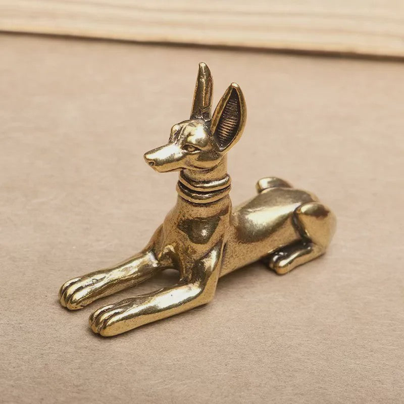Vintage Messing Beeldje Egyptische Farao Hond - Decoratief Kunstobject voor Huis, Kantoor of Boekenplank