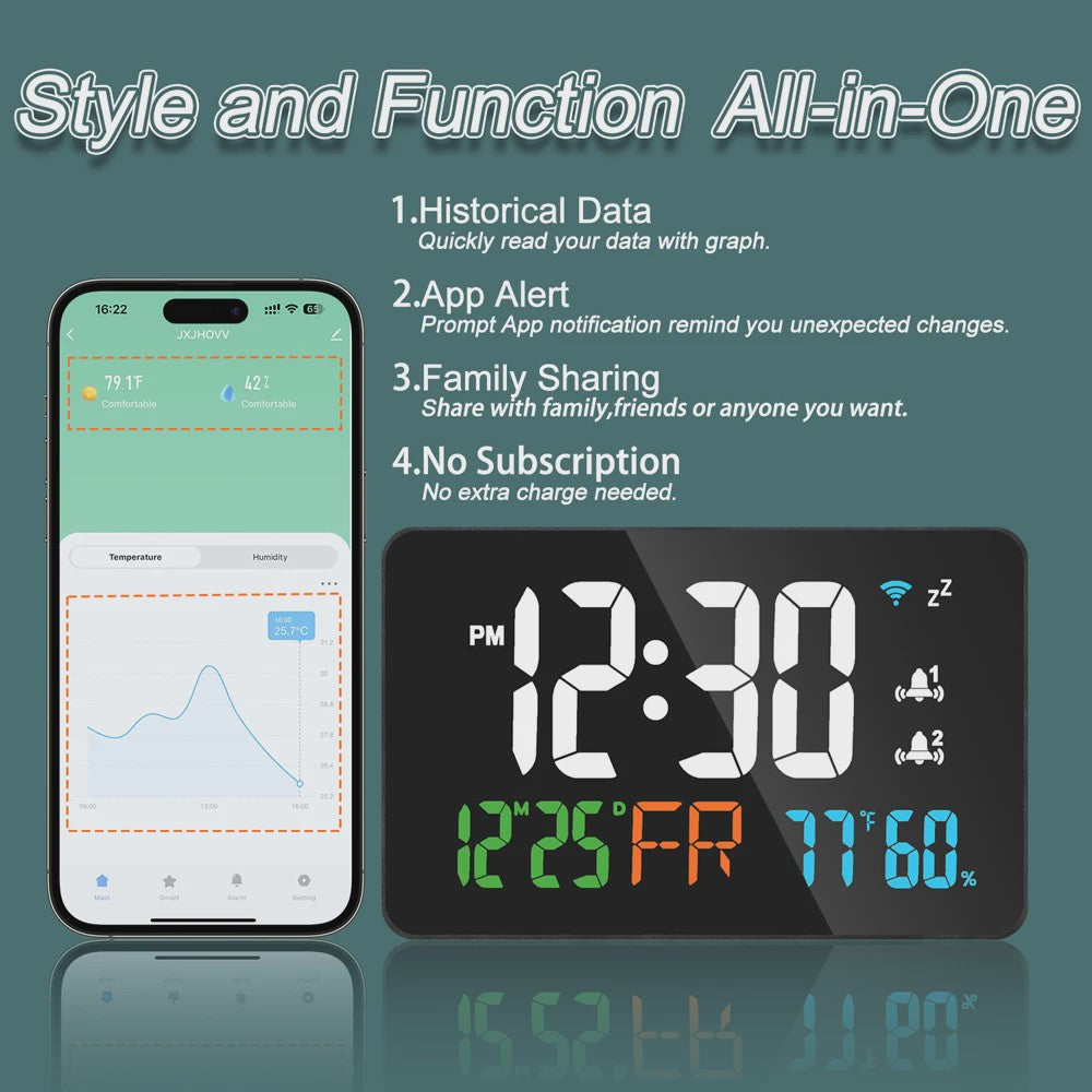 Intelligente WiFi Klok met Datum, Temperatuur & Vochtigheid - LED Display