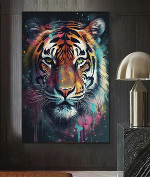 Abstracte Dieren Canvas Poster: Leeuw, Tijger, Aap, Uil - Muurdecoratie Woonkamer