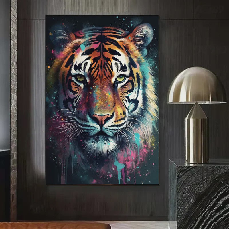 Abstracte Dieren Canvas Poster: Leeuw, Tijger, Aap, Uil - Muurdecoratie Woonkamer