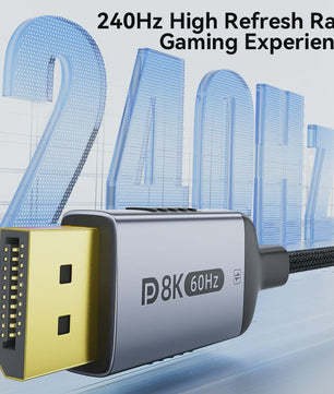 USB-C naar DisplayPort 2.1 Kabel - 8K@60Hz, 4K@144Hz - Thunderbolt 4/3 Compatibel