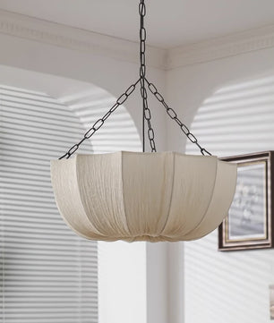 Nordic Wabi Sabi Stof Plafondlamp - Sfeervolle Hanglamp voor Woonkamer, Eetkamer & Slaapkamer