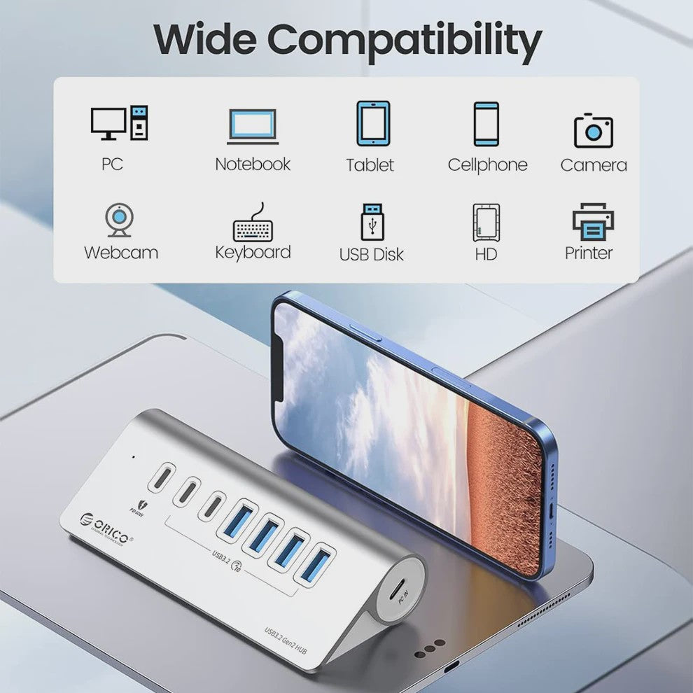 ORICO 10Gbps USB 3.2 Docking Station Hub met PD60W Opladen en 4/7 Poorten