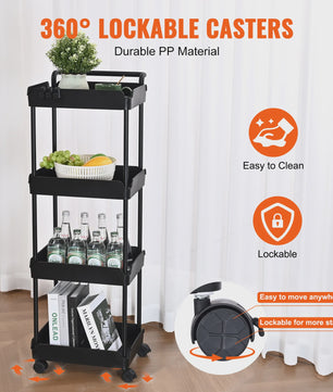 4-Laags Rolbare Opbergkar met Wielen - Keuken, Kantoor & Woonkamer Organizer