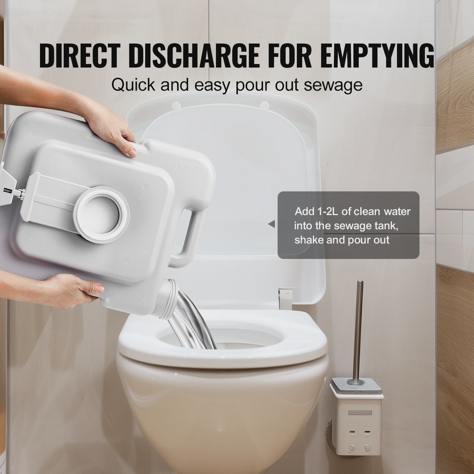 Draagbaar Toilet met Drukknop Spoelsysteem - Lekvrij en Geurloos Kampertoilet