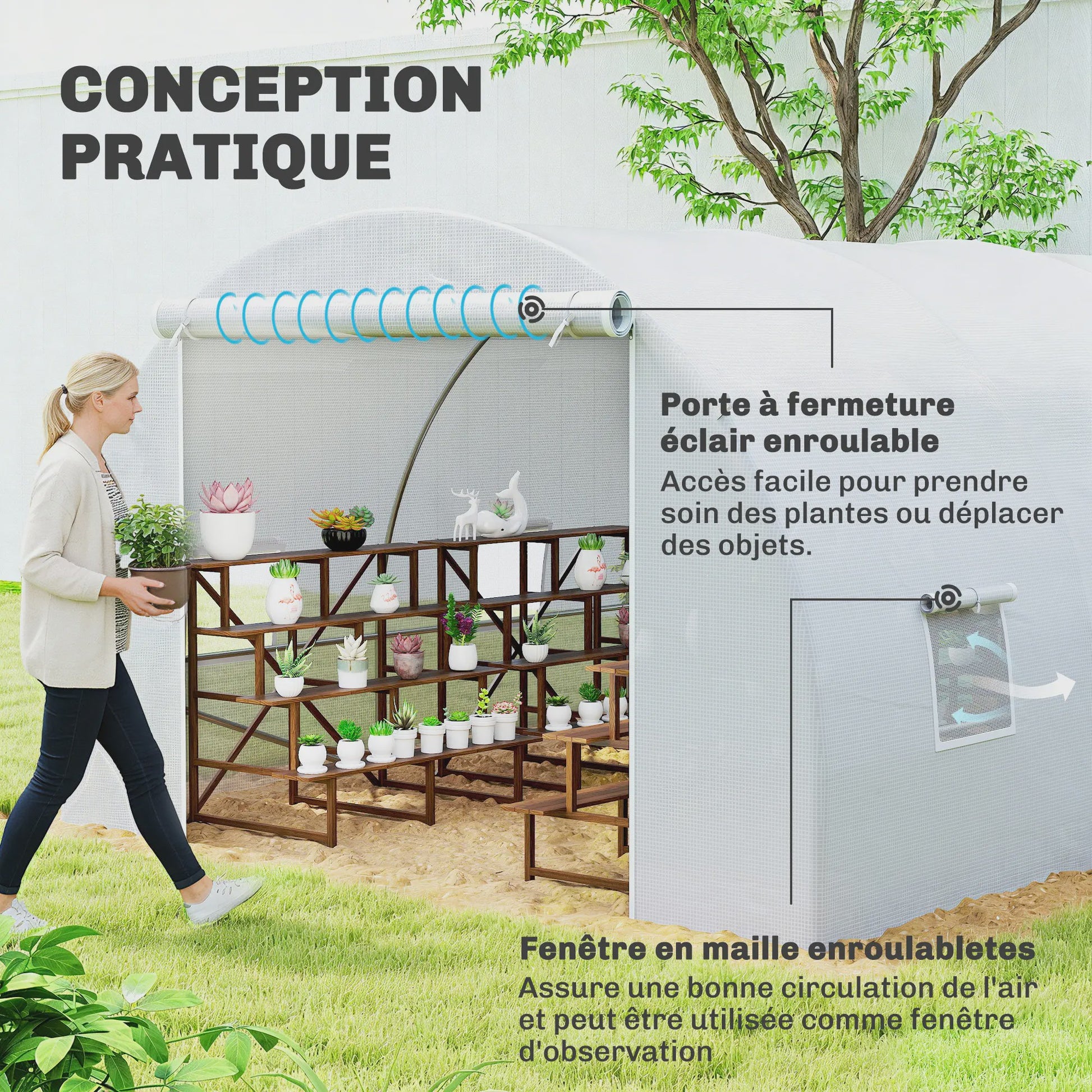 Ruime Tuinkas 18m² - 6x3x2m - Verstevigd Frame met 8 Ramen