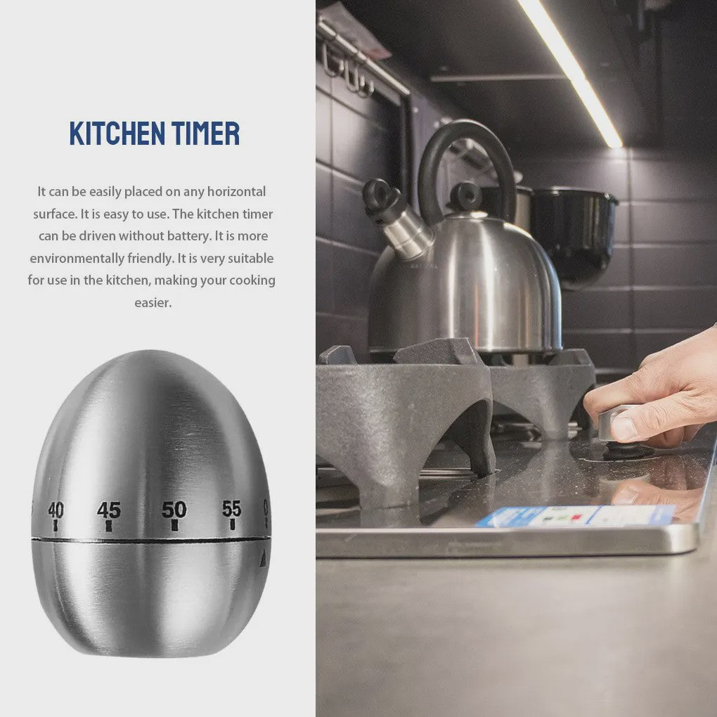 RVS Keuken Timer - Mechanisch, 60 Minuten, Eivormig & Appelvormig Design