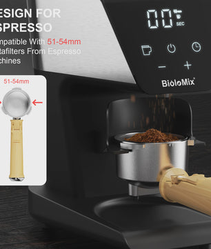 BioloMix Elektrische Koffiemolen met 30 Instellingen & Timer - Perfect voor Espresso, Filterkoffie & Meer