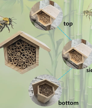 Houten Bijenhotel voor Tuin & Buiten - Natuurlijk Habitat voor Bijen, Vlinders & Insecten