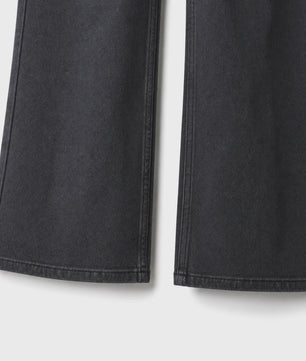 High Waist Wide Leg Jeans Dames - Zwart Ombre Vintage Wash