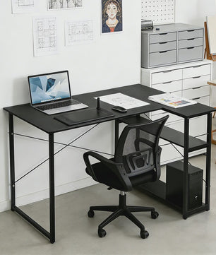 L-vormig Bureau met Opbergrek - Ideaal voor Gaming, PC, Studie & Werk in Slaapkamer (120/100cm)