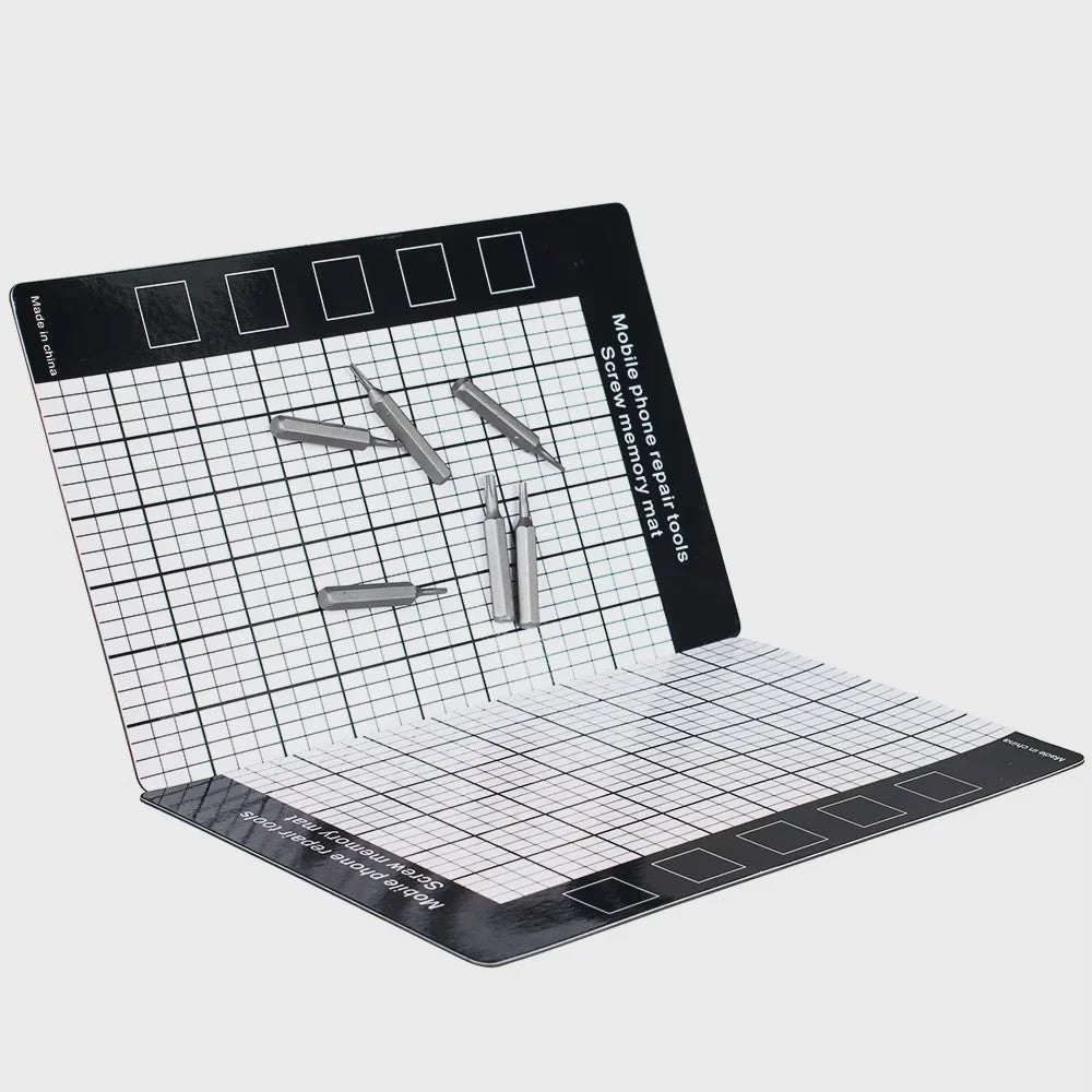 Magnetische Schroefmat voor Telefoonreparatie - 145x90mm Geheugenwerkpad met Maattabel