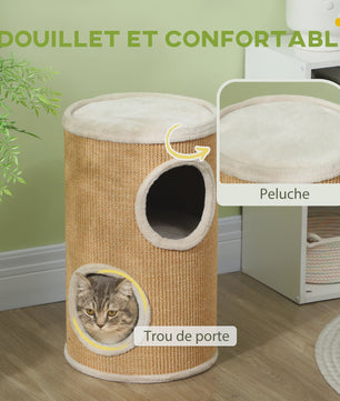 Kattenkrabpaal Toren met 2 Niveaus en Sisal Bekleding - Ø 35x60 cm
