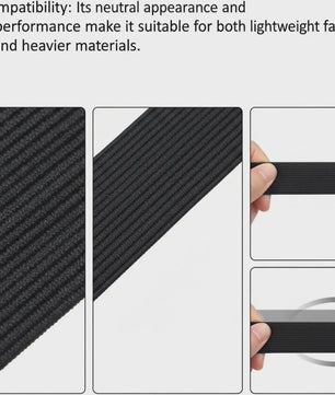 Elastisch Band Naaien - Plat Elastiek voor Kleding, Taillebanden & DIY Projecten (Wit & Zwart)