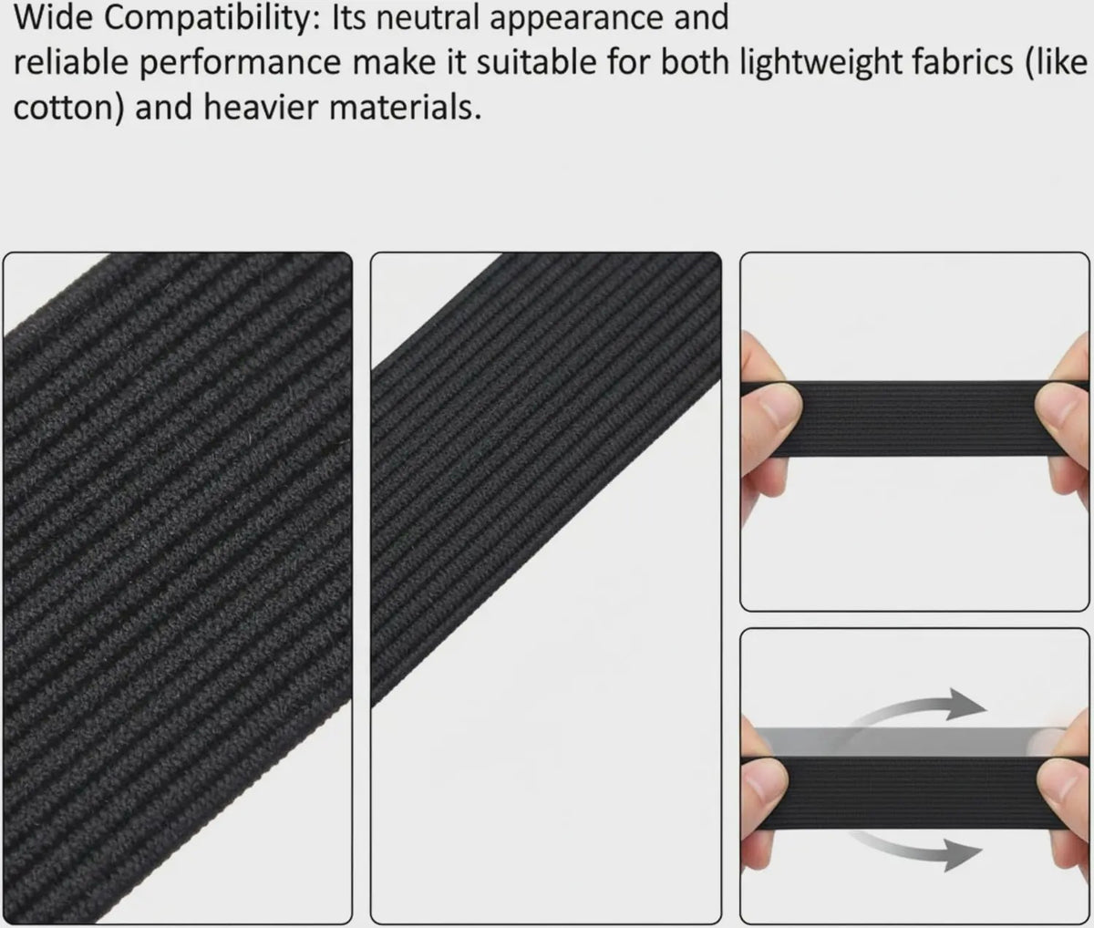 Elastisch Band Naaien - Plat Elastiek voor Kleding, Taillebanden & DIY Projecten (Wit & Zwart)