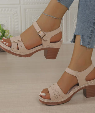 Dames Sandalen met Blokhak en Verstelbare Band - Comfortabele Zomer Schoenen