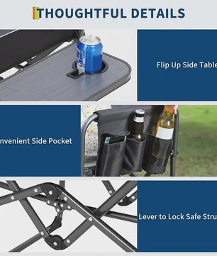 XL Regisseurs Campingstoel - Zware Kwaliteit, Opvouwbaar met Zijtafel & Opbergvak