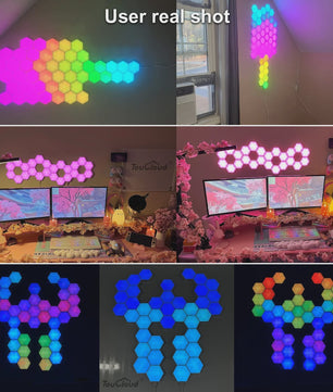Modulaire Hexagon LED Wandlampen - RGB, Muziek Sync, App Bediening & USB