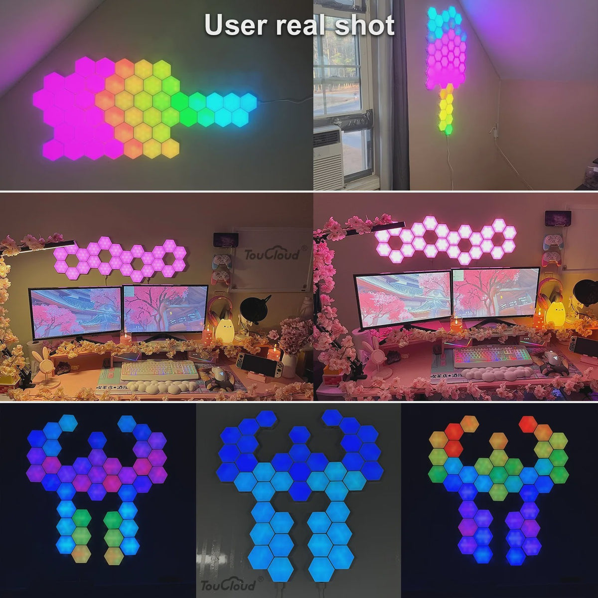 Modulaire Hexagon LED Wandlampen - RGB, Muziek Sync, App Bediening & USB