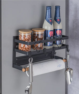 Magnetische Koelkast Organizer met 2-3 Lagen, Keukenopslag en Handdoekhouder